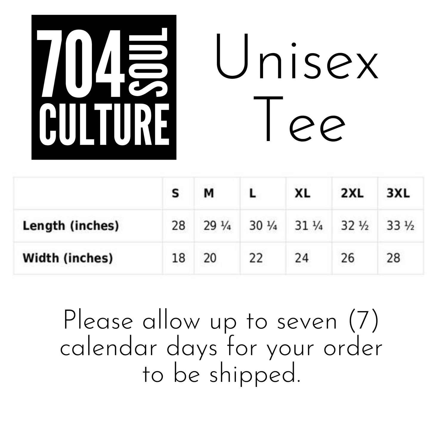 Charlotte, NC T-Shirts - Size Guide